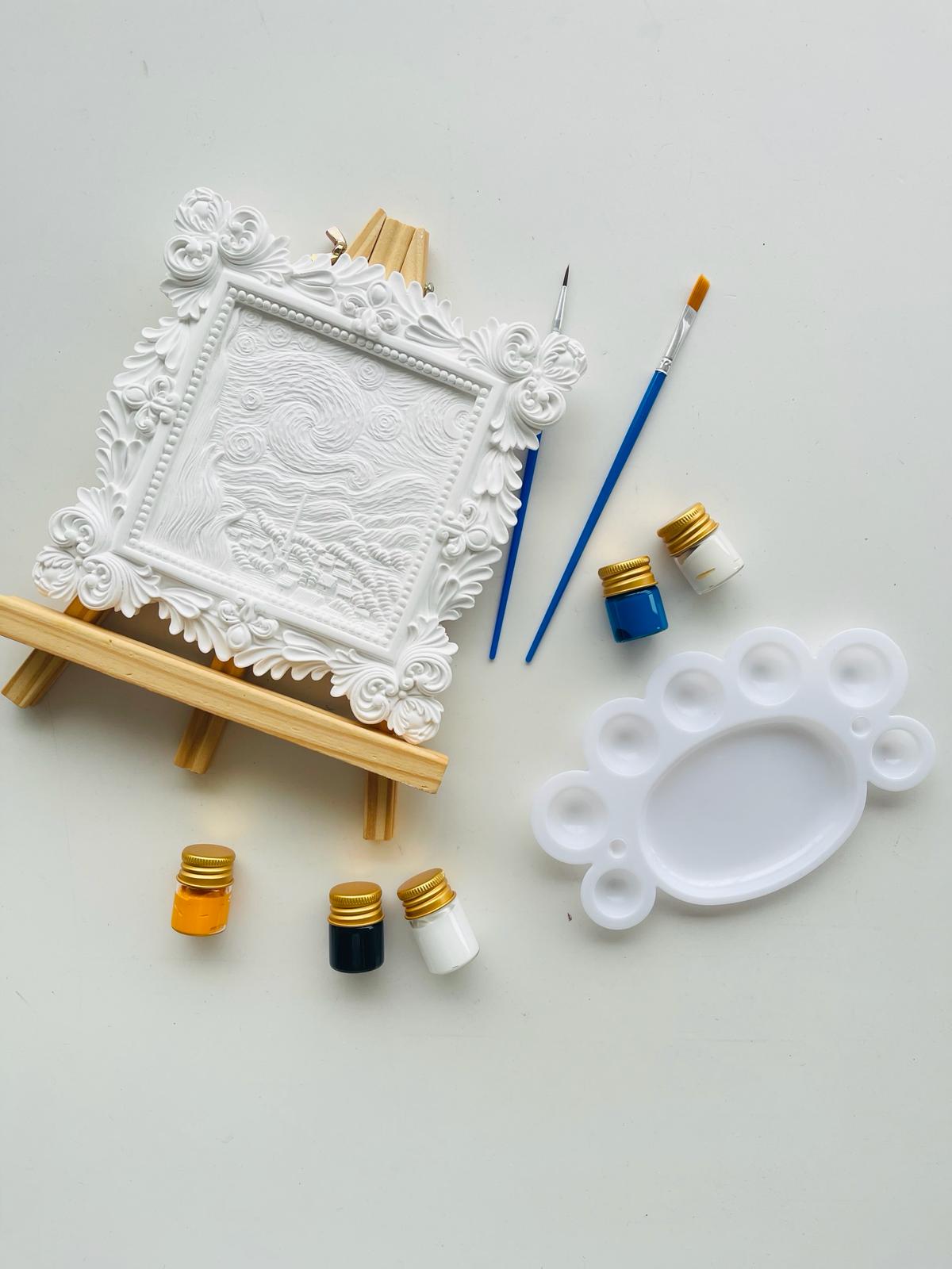 World artist collection [Inspired by Artist Vincent Van Goh]: Painting starry night/ sunflower (20x20cm) in 3D plaster kit